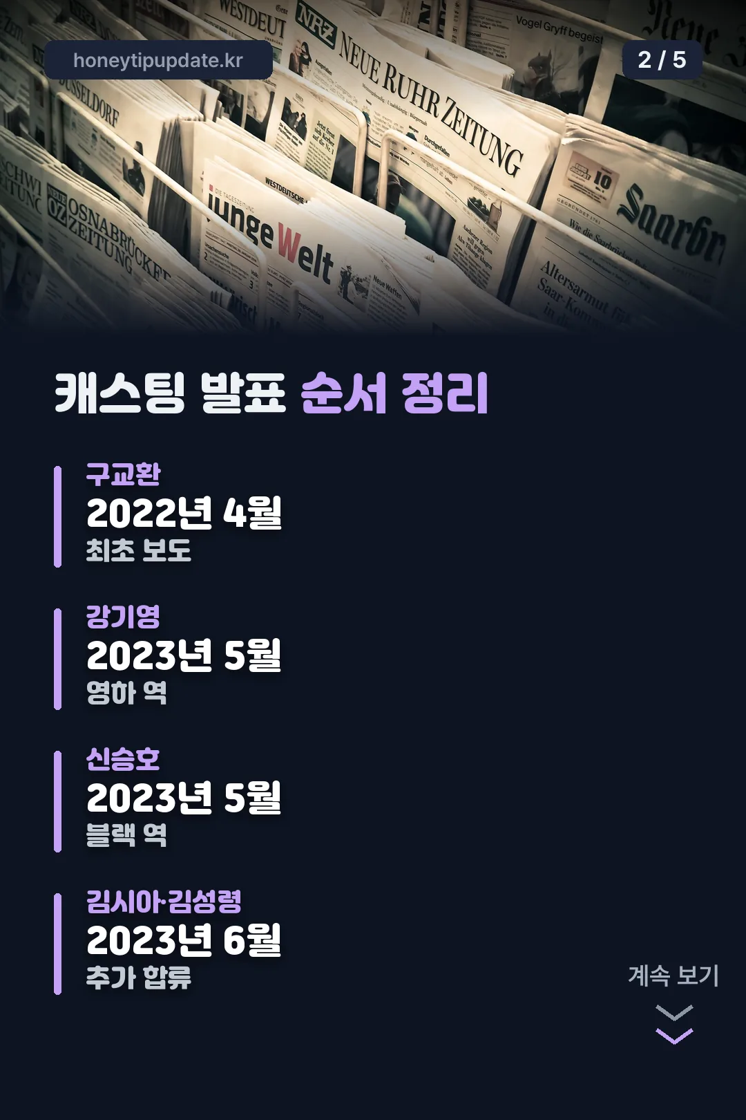 캐스팅 발표 순서