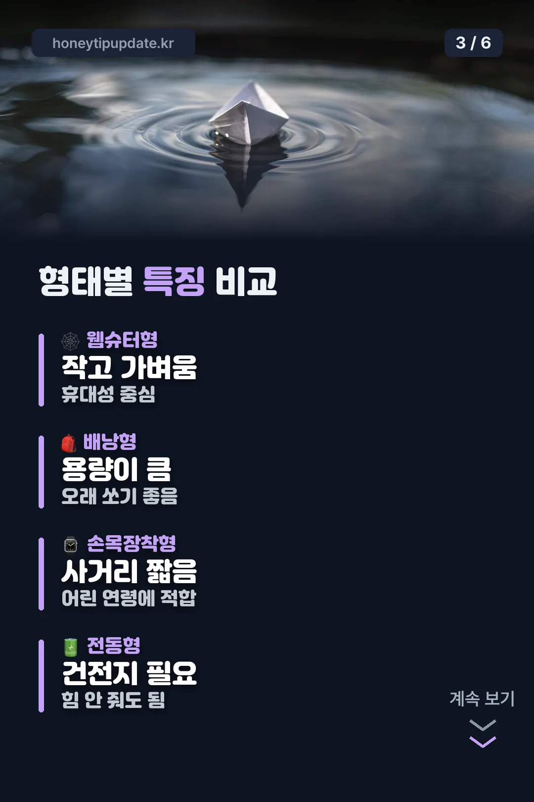 형태별 특징 비교