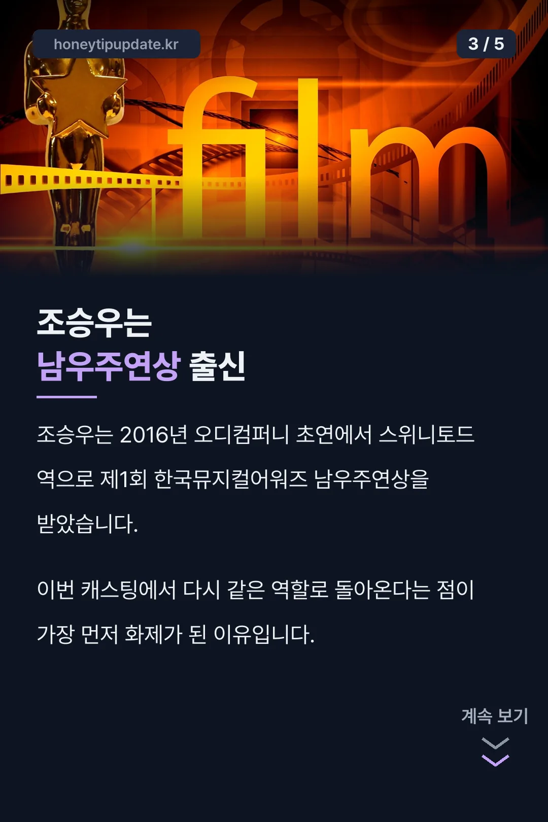 조승우 한국뮤지컬어워즈 수상 기록